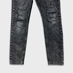 Levi's 512 Jeans Men 34x30 Black Slim Taper Leg Dark Wash Distressed Stretch Denim Pants