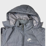 Vintage Y2K Nike Air Jacket Mens Large Gray Sportswear Spell Out Swoosh Full Zip Puffer Coat
