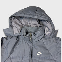 Vintage Y2K Nike Air Jacket Mens Large Gray Sportswear Spell Out Swoosh Full Zip Puffer Coat