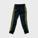 Kappa Track Pants Mens Medium Black Side Tape Athletic Taper Leg Gym Jogger
