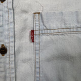 Vintage 90s Levi's Denim Shirt Mens Medium White Casual Western Button Up