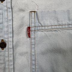 Vintage 90s Levi's Denim Shirt Mens Medium White Casual Western Button Up