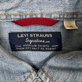 Levi's Strauss Denim Shirt Mens Large Blue Light Wash Casual Western Pearl Snap