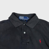 Vintage 90s Polo Ralph Lauren Shirt Mens Medium Black Pony Faded Distressed Short Sleeve
