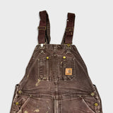 Vintage Carhartt Mens 38x30 Brown Duck Bib Double Knee Carpenter Workwear Overalls