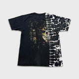 Vintage Y2K Skull T Shirt Mens XL Black Tie Dye Studded Horror AOP Faded Tee