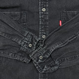 Vintage 90s Levi's Denim Shirt Mens Large Black Faded Dark Wash Button Up