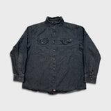 Dickies Denim Shirt Mens 2XL Black Dark Wash Casual Western Button Up