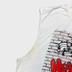Vintage 80s URIAH HEEP Head First Sleeveless Mens Medium White Rock Promo Band Tank Top