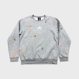 Adidas Essentials Sweatshirt Mens XL Gray Global Citizens 3 Striped AOP Crewneck