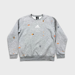 Adidas Essentials Sweatshirt Mens XL Gray Global Citizens 3 Striped AOP Crewneck
