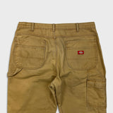 Vintage Y2K Dickies Pants Mens 38x31 Beige Double Knee Distress Carpenter Canvas Workwear