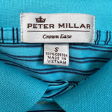 Peter Millar Polo Shirt Mens Small Blue Striped Crown Ease Preppy Golf