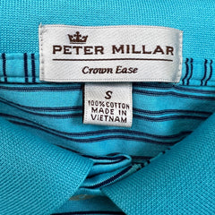 Peter Millar Polo Shirt Mens Small Blue Striped Crown Ease Preppy Golf