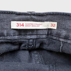 Levi's 314 Jeans Womens 32x30 Black Shaping Straight Dark Wash Stretch Denim Pants