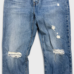 Levi's 501 Jeans Womens 28x32 Blue Original Fit Straight Distressed Medium Wash Denim Pants