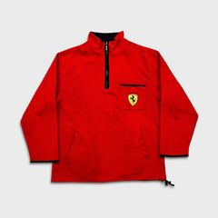Vintage 1999 Ferrari Fleece Mens Medium Red 1/4 Zip Racing Jacket