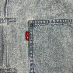 Vintage 90s Levi's Denim Shirt Mens Large Blue Red Tab Light Wash Button Up