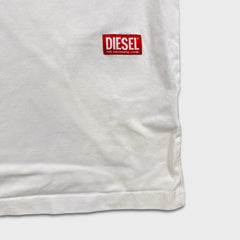 Diesel T Shirt Mens Medium White Grunge Short Sleeve Graphic Tee