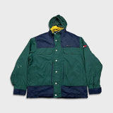 Vintage 90s Tommy Hilfiger Jacket Mens Medium Green Flag Outdoor Full Zip Coat