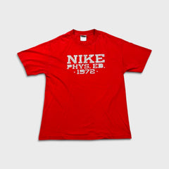 Vintage Y2K Nike Sportswear T Shirt Mens Large Red Phys Ed Short Sleeve Graphic Tee