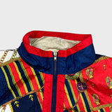 Vintage 90s Active Frontier Jacket Mens 2XL Blue Baroque Print Windbreaker