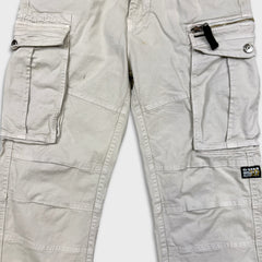 G-Star Raw Pants Mens 32x28 White Straight Fit Casual Utility Cargo Trousers
