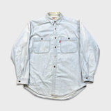 Vintage 90s Levi's Denim Shirt Mens Medium Blue Faded Light Wash Button Up