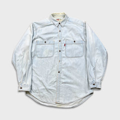Vintage 90s Levi's Denim Shirt Mens Medium Blue Faded Light Wash Button Up