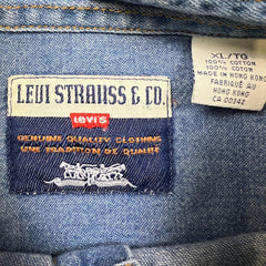 Vintage 90s Levi's Denim Shirt Mens XL Blue Orange Tab Western Button Up