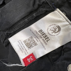 Diesel Only The Brave Pants Mens 34x26 Black Straight USA Cargo Utility Trouser