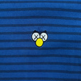 KAWS x Uniqlo BFF Striped Tee Mens Large Blue Embroidered Logo Short Sleeve Tee