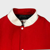 Vintage 90s Blank Jacket Mens Medium Red Classic Outdoor Varsity Leather Bomber