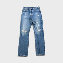 Levi's 501 Jeans Womens 28x32 Blue Original Fit Straight Distressed Medium Wash Denim Pants