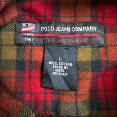 Vintage 90s Polo Jeans Co Ralph Lauren Shirt Mens Large Red Plaid Flannel