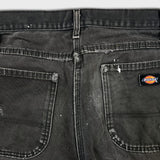 Dickies Pants Mens 34x32 Black Straight Leg Distress Hammer Loop Canvas Workwear