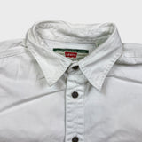 Vintage 90s Levi's Denim Shirt Mens Medium White Red Tab Light Wash Button Up