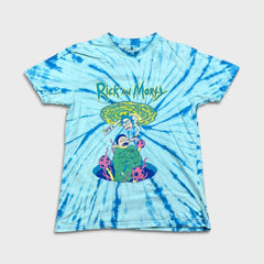 2022 Rick and Morty T Shirt Mens Medium Blue Tie-Dye Cartoon Graphic Tee