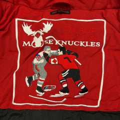 Moose Knuckles Jacket Mens Small Red Original Ballistic Bomber Fur Heavy Full Zip Down Coat