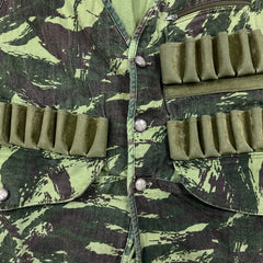 Vintage 80s Tactical Military Army Vest Mens Small Green Camo Sniper Utility Button Up