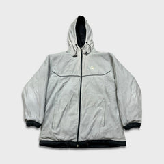 Vintage Y2K Nike Sportswear Jacket Mens Small Black Reversible Fleece Swoosh Coat