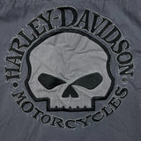 Vintage Y2K Harley Davidson Vest Mens XL Gray Skull Denim Jacket