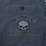 Vintage Y2K Harley Davidson Vest Mens XL Gray Skull Denim Jacket