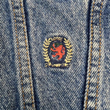 Vintage 90s Tommy Hilfiger Denim Jacket Mens Medium Blue Light Wash Lion Crest