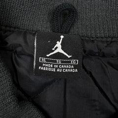 Vintage Y2K Nike Air Jordan Jacket Mens Large Black Leather Varsity Jumpman Spell Out Letterman