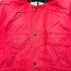 Vintage 90s Nautica Jacket Mens Large Red Full Zip Faded Outdoor Long Parka Coat