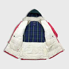 Vintage 90s Nautica Jacket Mens Large Red Full Zip Faded Outdoor Long Parka Coat