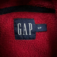 Vintage 90s Gap Fleece Mens Small Red Spell Out Distressed Pullover Jacket