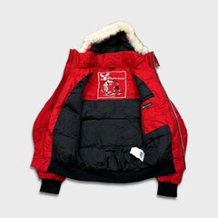 Moose Knuckles Jacket Mens Small Red Original Ballistic Bomber Fur Heavy Full Zip Down Coat