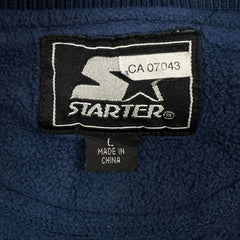 Vintage 90s Starter Blank Fleece Mens Large Blue Outdoors 1/4 Zip Pullover Jacket